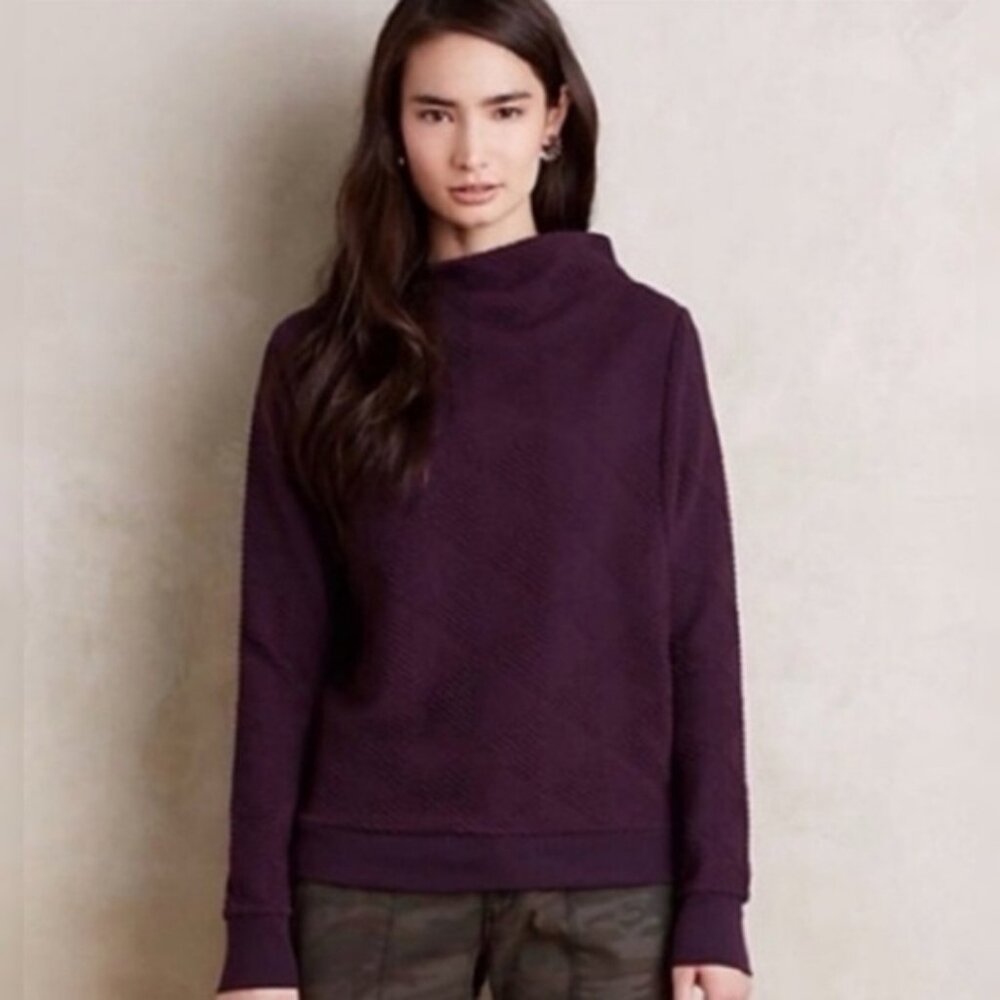 Anthropologie Postmark Sabrina Grape Diamond Long Sleeve Pullover Top EUC sz XL
